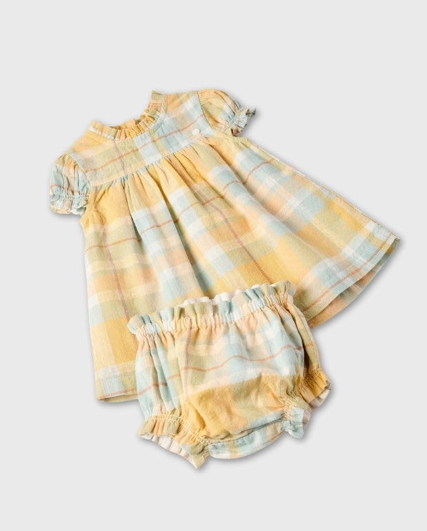 Vestido Cuadros Amarillo Zippy Detalle