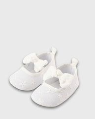 Baleta Merceditas Bordado Lazo Blanco Zippy Elegante