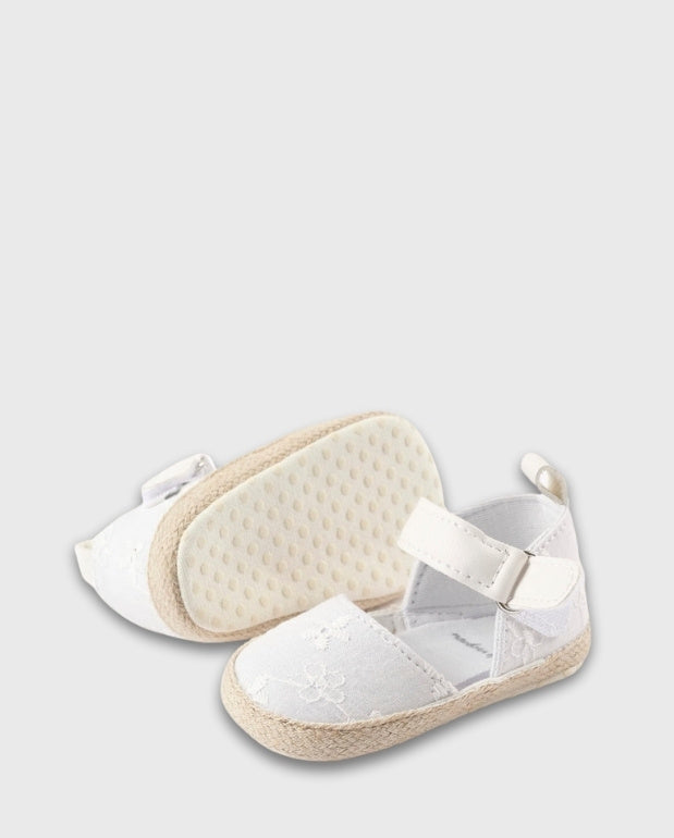 Baleta Merceditas Bordado Yute Blanco Zippy Moda