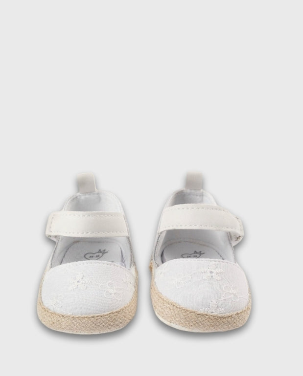 Baleta Merceditas Bordado Yute Blanco Zippy Niña