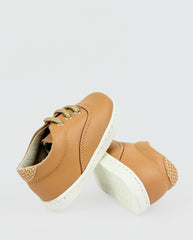 Zapato Con Cordones Color Miel Niños