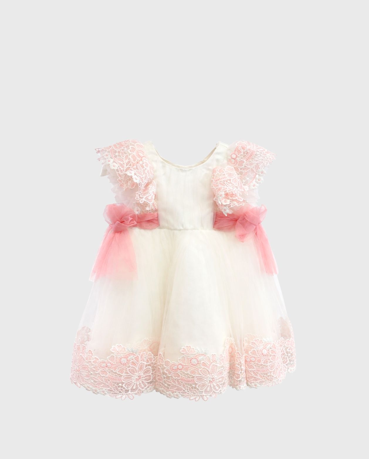 Vestido Tul Bordado Guipur Flores Rosa Abel & Lula