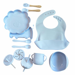 Set de Vajilla  Silicona Alimentación León Azul