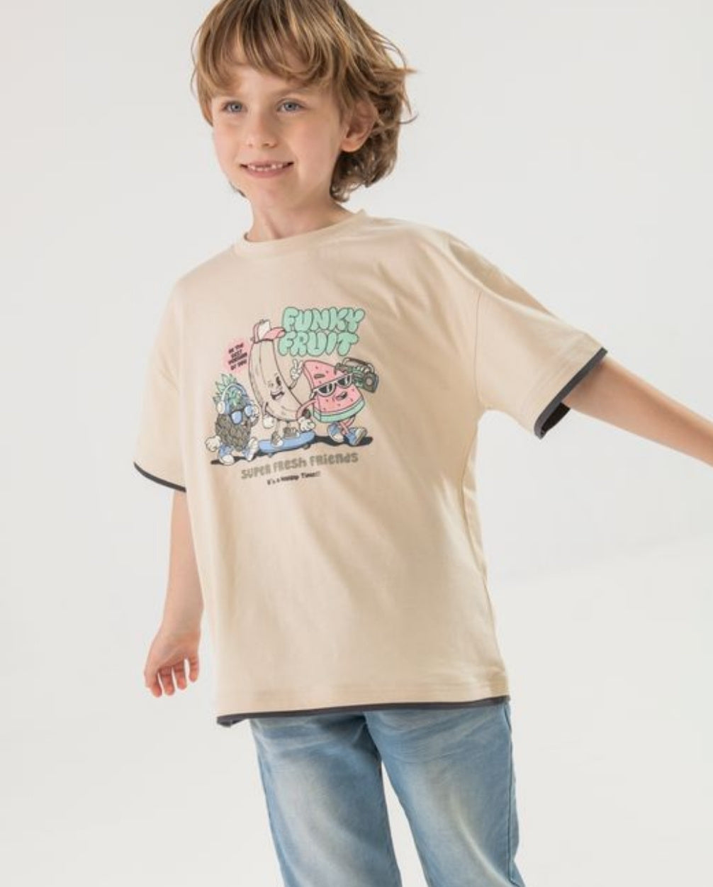 Camiseta Super Fresh Beige Boboli niño