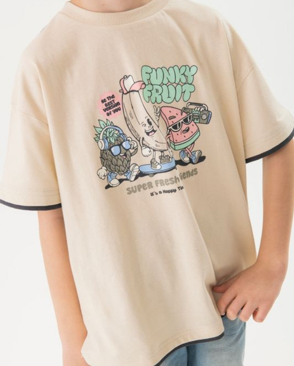 Camiseta Super Fresh Beige Boboli niño detalle