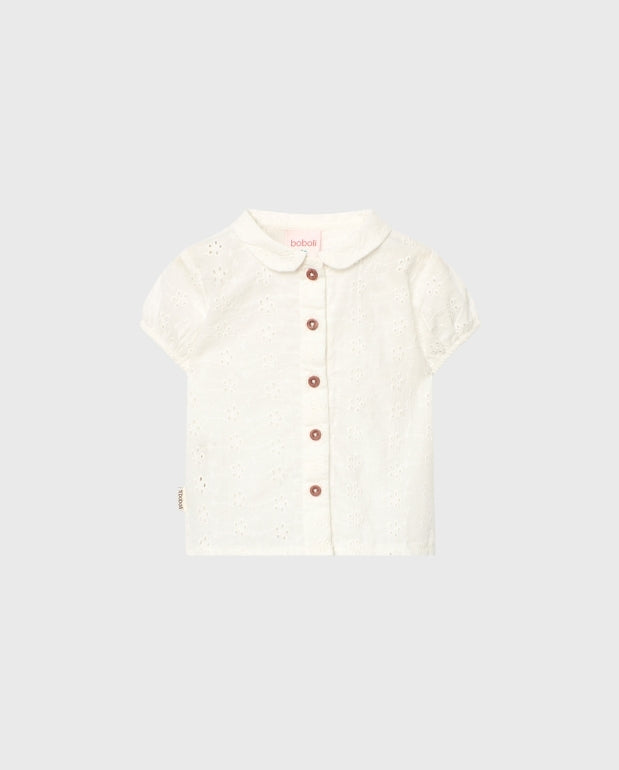 Blusa Cuello Ojalillo Blanco Boboli