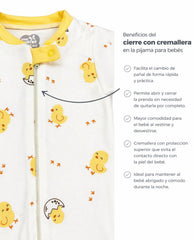 Pijama Enteriza Estampado Pollos Amarillo DETALLE