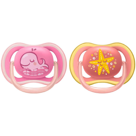 Set 2 Piezas Chupos Entretenedores Ultra Air Estrella Avent 6-18M Diseños