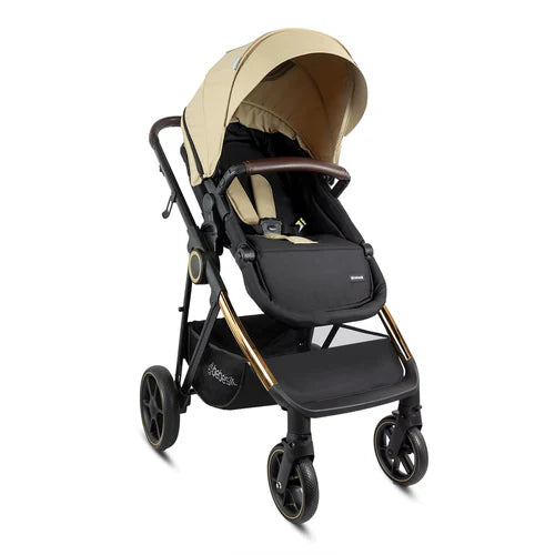 Coche Con Porta Bebé Cosmos Beige Bebesit Dorado