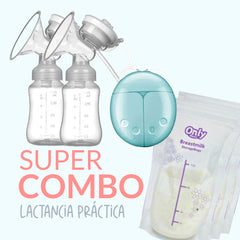 📦 COMBO: Bolsas recolectoras de leche materna x30und ➕ Extractor de leche eléctrico doble
