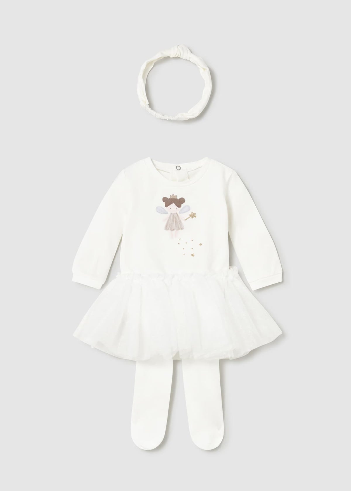 Conjunto Tutu Hadas con Balaca Blanco mayoral