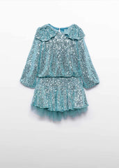 Conjunto Falda Lentejuelas Agua Azul Abel & Lula 