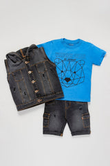 Conjunto 3 Piezas Chaleco Jean