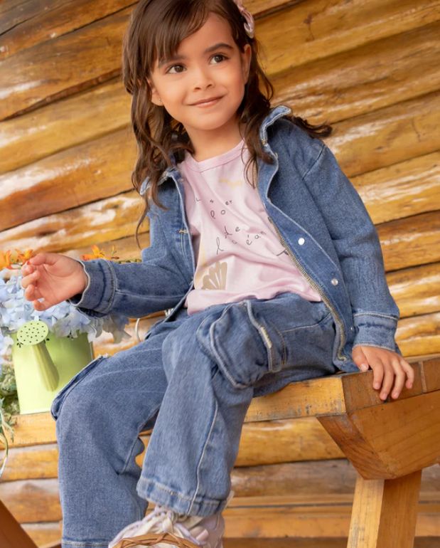 Conjunto 3 Piezas Chaqueta Blusa Denim 