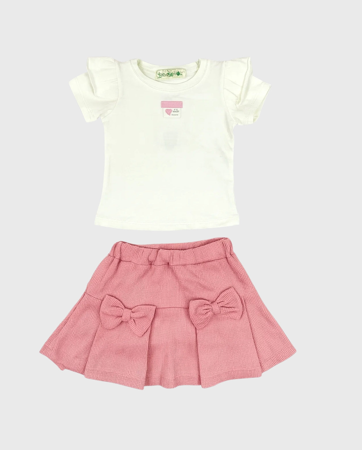 Conjunto Falda Prenses Moños rosa oscuro