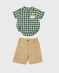 Conjunto Bermuda y Body Cuadros verde