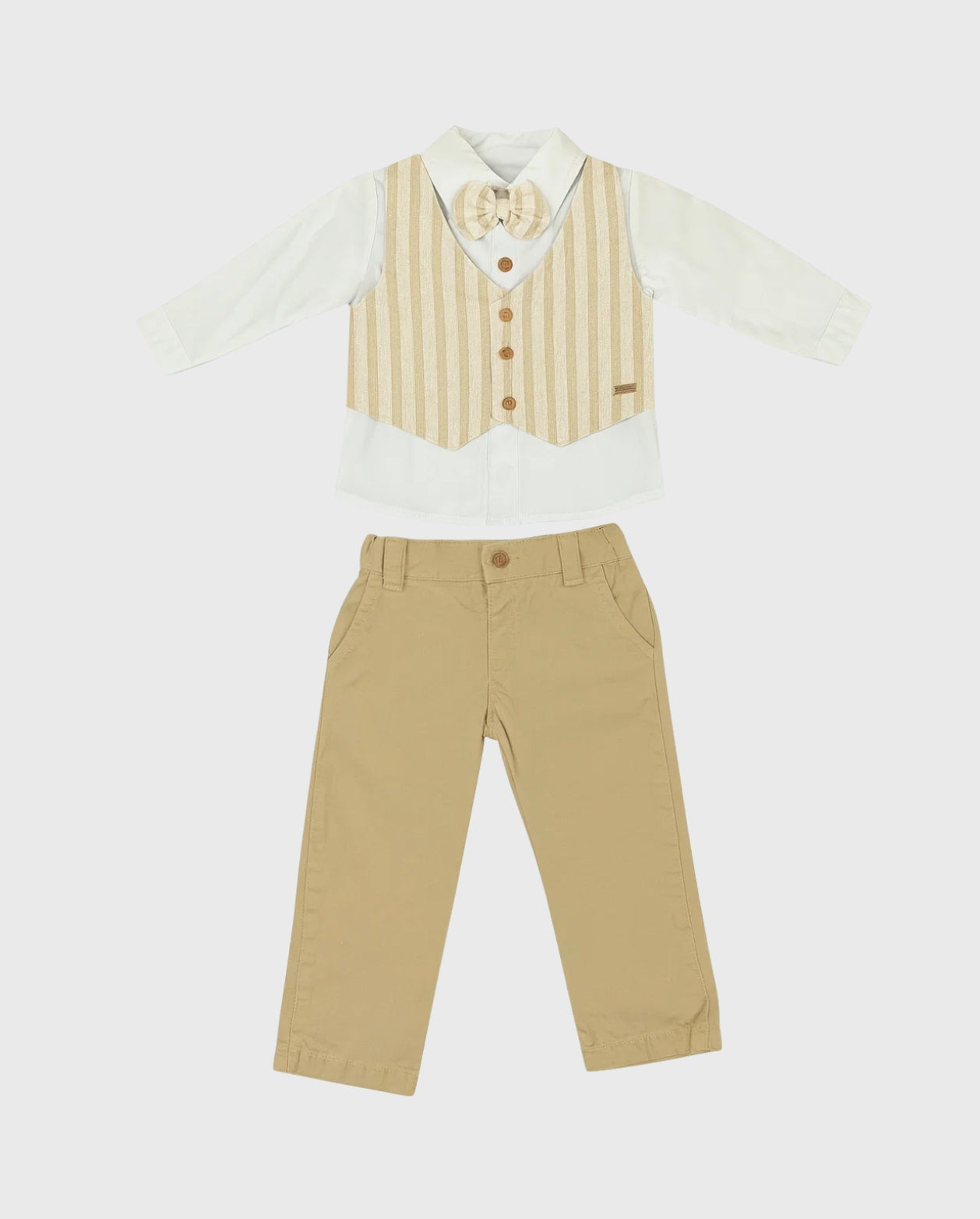 Conjunto Pantalón Dril Chaleco Rayas beige