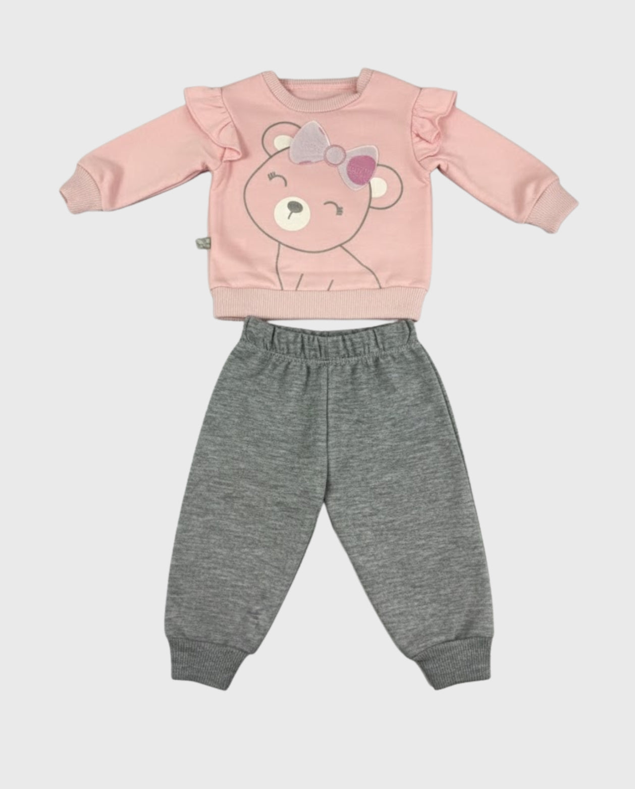 Conjunto Sudadera Oso Moño calro