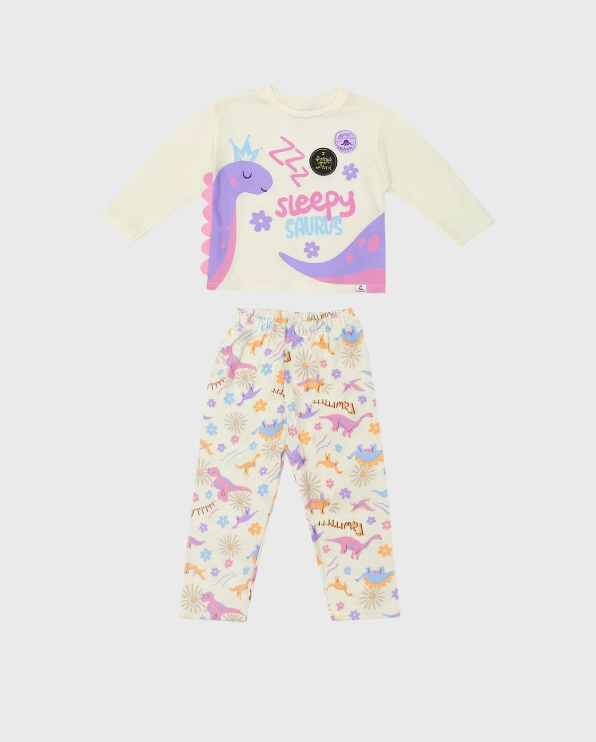 Pijama Pantalón Estampado Dinosaurios Blanco