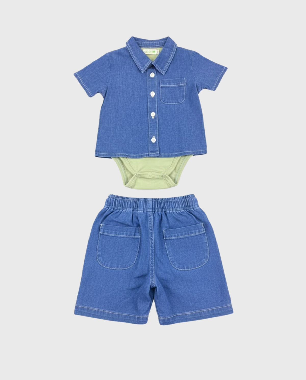 Conjunto Denim Bermuda Animales verde