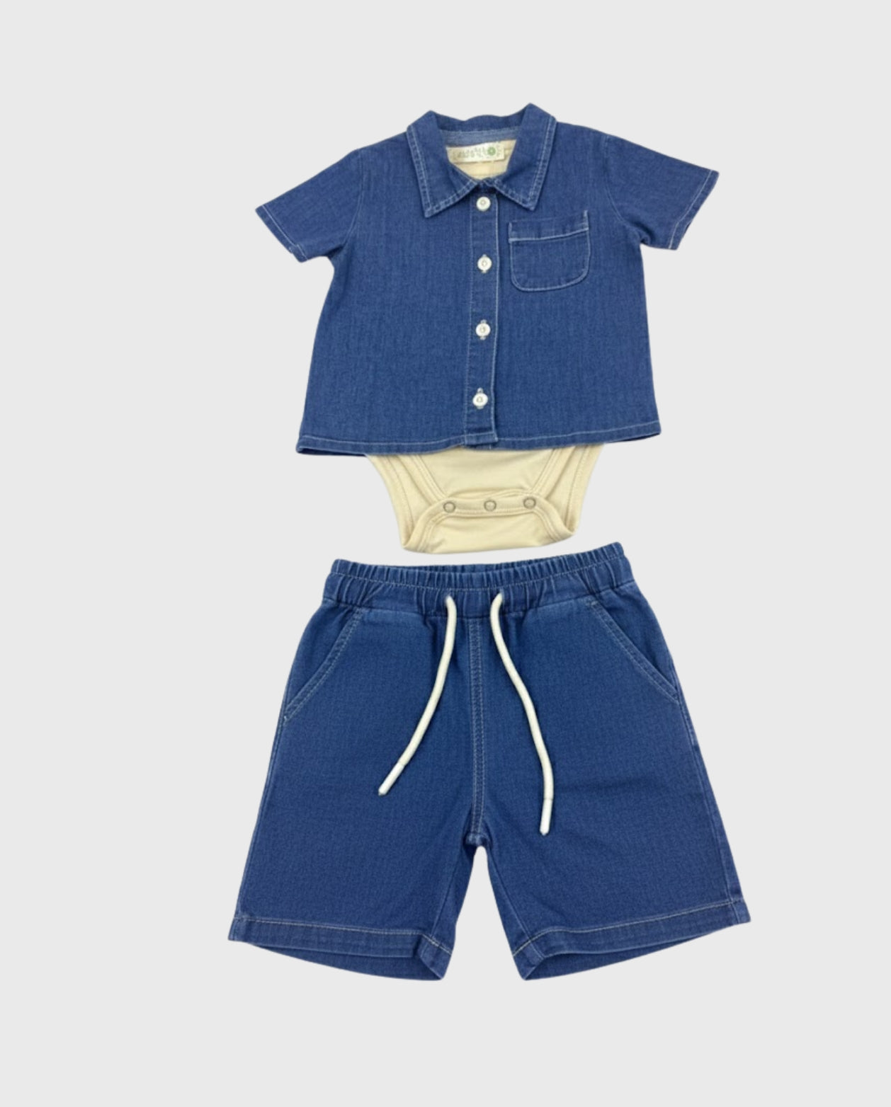 Conjunto Denim Bermuda Animales beige