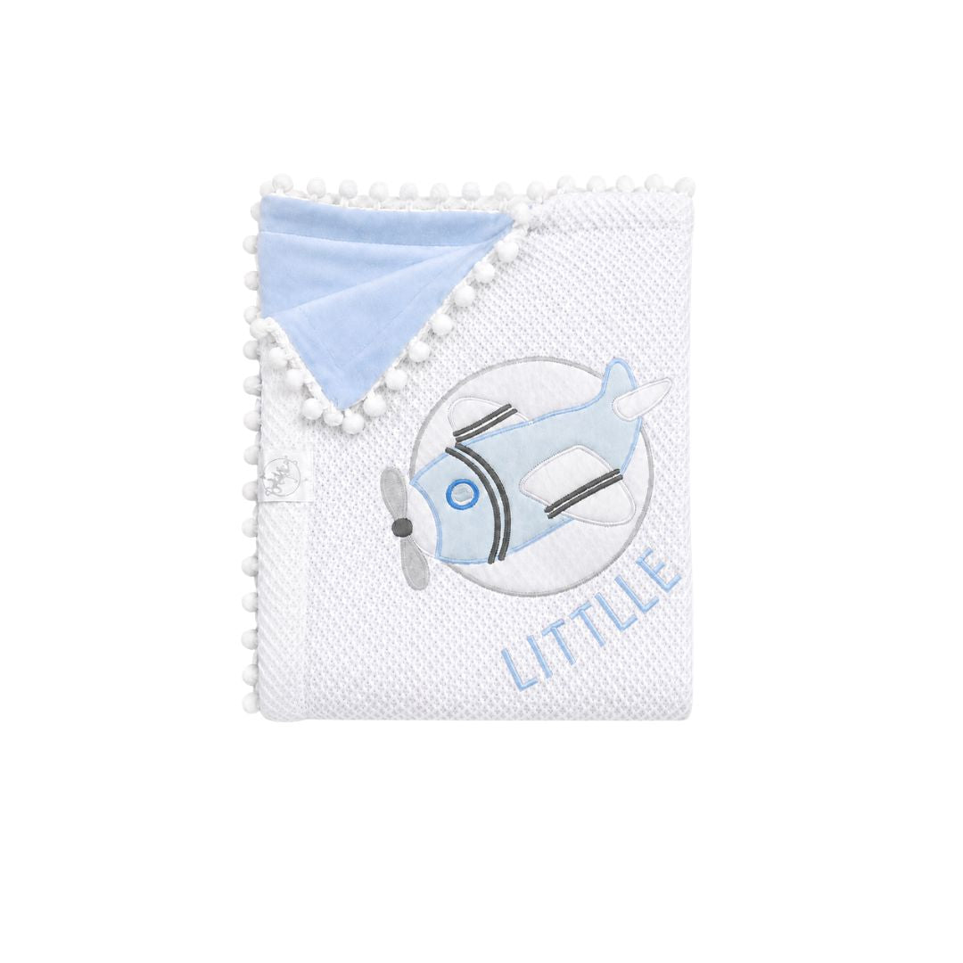 Cobija Premium Bordado Encaje Azul