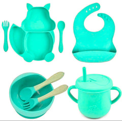 Set de Vajilla  Silicona Alimentación Ardilla Turquesa 