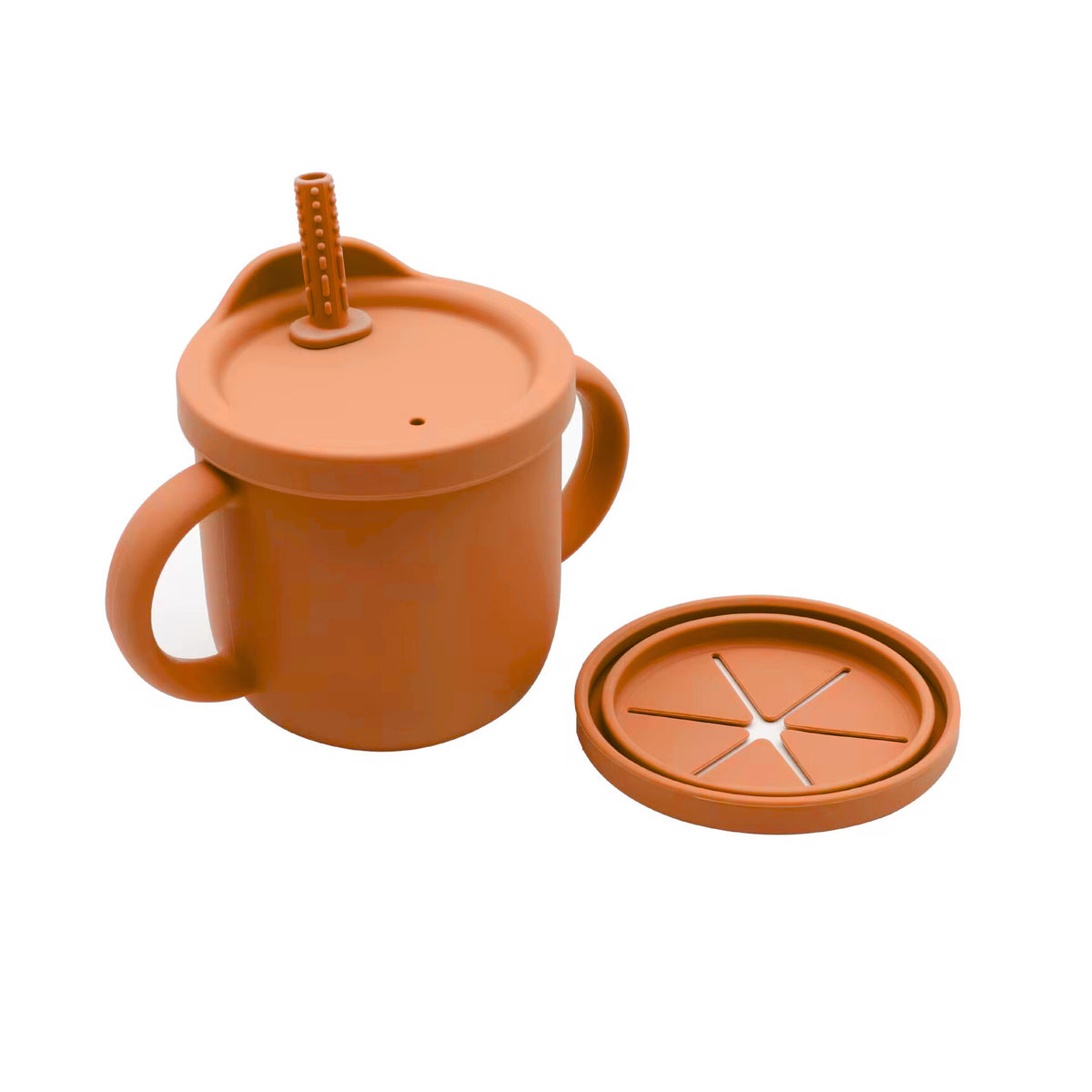 Vaso Con Asas Para Bebé en Silicona Coral