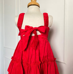 Vestido Volante Rojo Bebé Niña Moño