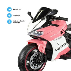 Moto eléctrica 12 V para niñas con estructura segura y freno inteligente
