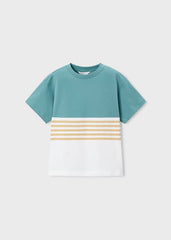 Bermuda infantil verde con camiseta rayas