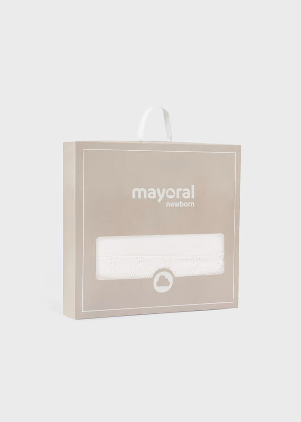 Cobija Toquilla Algodón Tricor Volantes Blanco Mayoral caja
