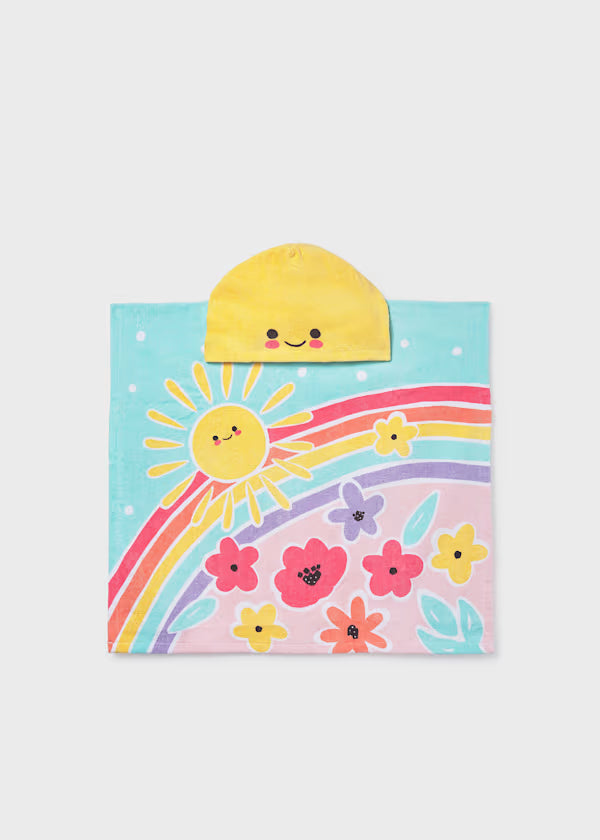 Toalla con Capota Estampado Arcoíris Azul Mayoral