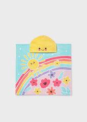 Toalla con Capota Estampado Arcoíris Azul Mayoral