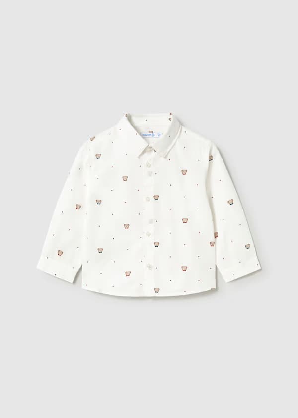 Camisa Manga Larga Estampado Osos Blanco Mayoral