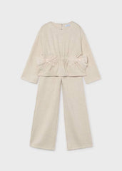 Conjunto Pantalón Moños Brillo Beige Mayoral