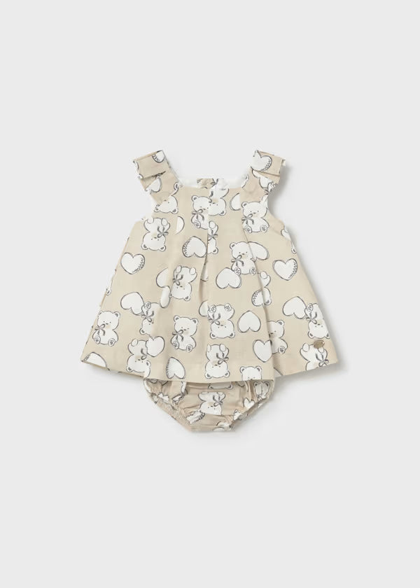 Vestido Estampado Corazones Beige Mayoral