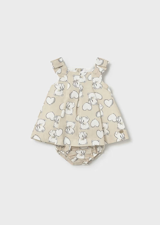 Vestido Estampado Corazones Beige Mayoral