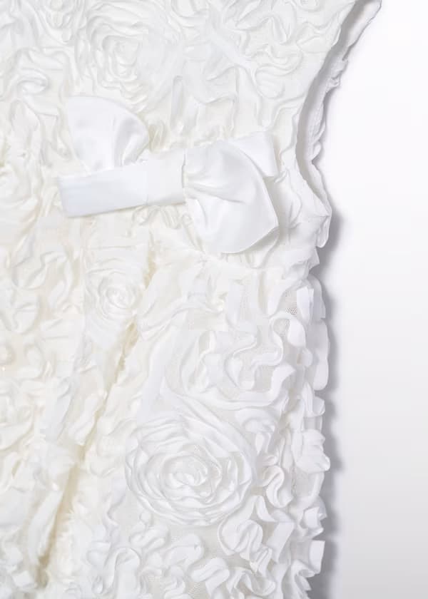 Vestido Tul Relieve Rosas Blanco Abel & Lula detalle