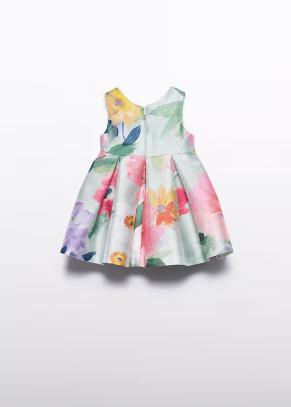 Vestido Mikado Estampado Flores Chicle Abel & Lula Modelo