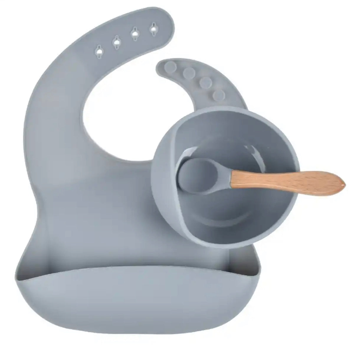 Set 3 Piezas De Alimentación En Silicona Sencilla Gris