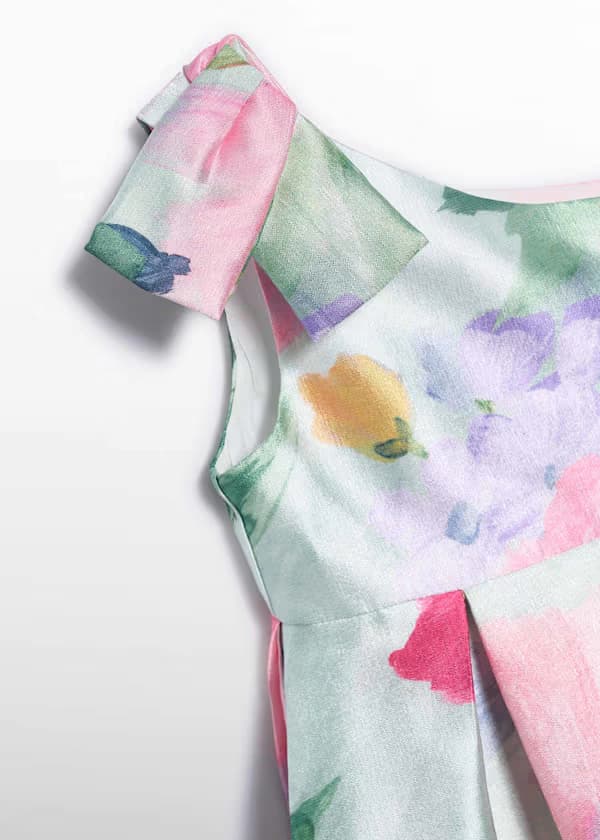 Vestido Moño Estampado Flores Chicle Abel & Lula detalle prenda