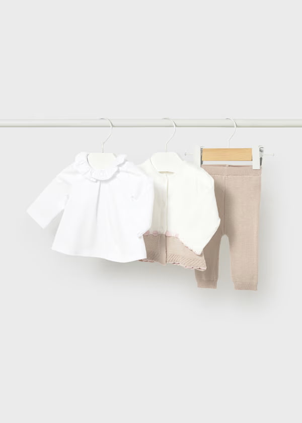 Primer Día Tricot Combinado Puntos Beige Mayoral