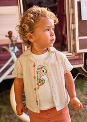 Camisa Bambula Bolsillo Raya Beige