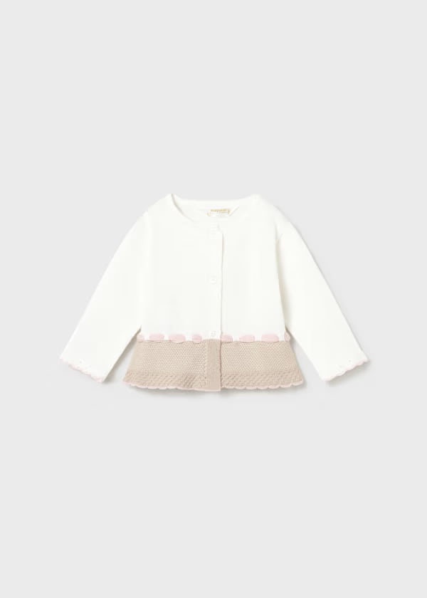 Primer Día Tricot Combinado Puntos Beige Mayoral saco