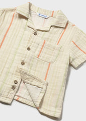 Camisa Bambula Bolsillo Raya Beige