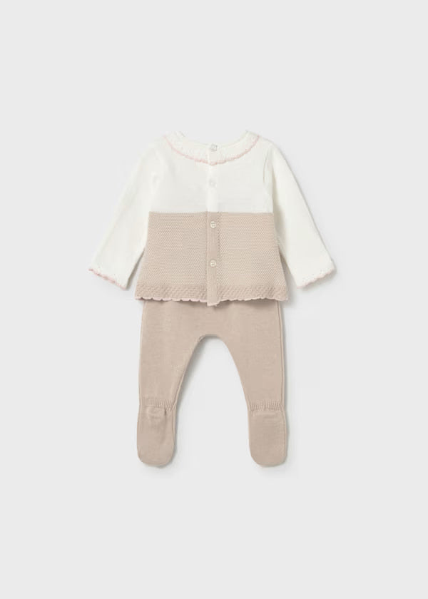 Primer Día Tricot Cuello Puntos Beige Mayoral detalle