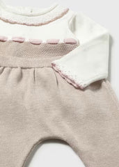 Primer Día Tricot Cuello Puntos Beige Mayoral diseño