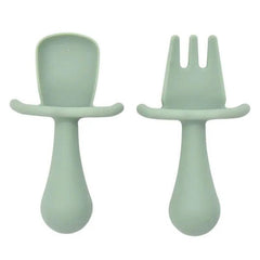 Set 2 Piezas Cubiertos En Silicona Con Estuche Verde