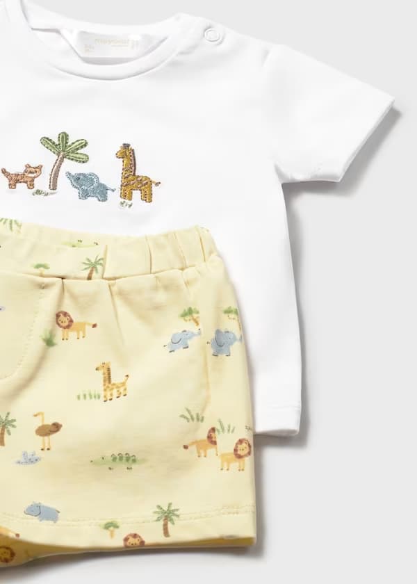 Conjunto Bermuda Safari Blanco Mayoral detalle